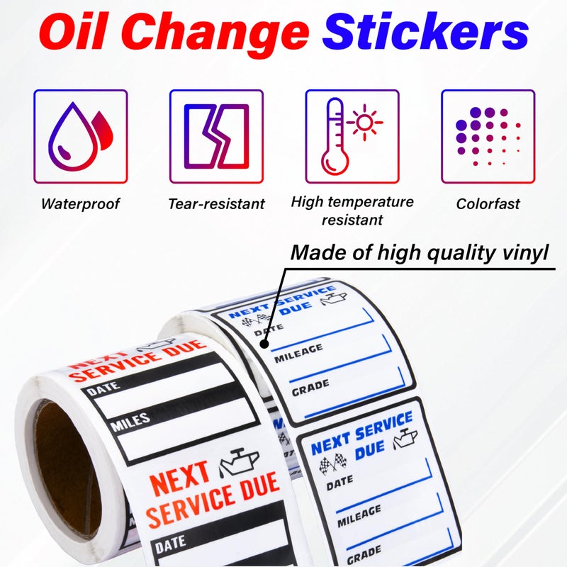 ecocstm 450 PCS Oil Change Stickers for Windshield, 2 Rolls Custom Oil Change Sticker, 2 X 2 Inches Next Service Due Sticker Labels, Removable Vinyl Stickers for Cars Windows Windshield - Image 4
