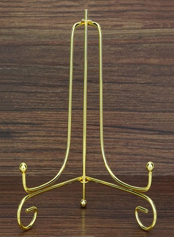 Prescent 6 inch Folding Gold Metal Frame Plate Holder Easel Stand for Picture Frame, Decorative Plates, Photo, Book, Collectibles (Gold, 6 inch) - Image 2