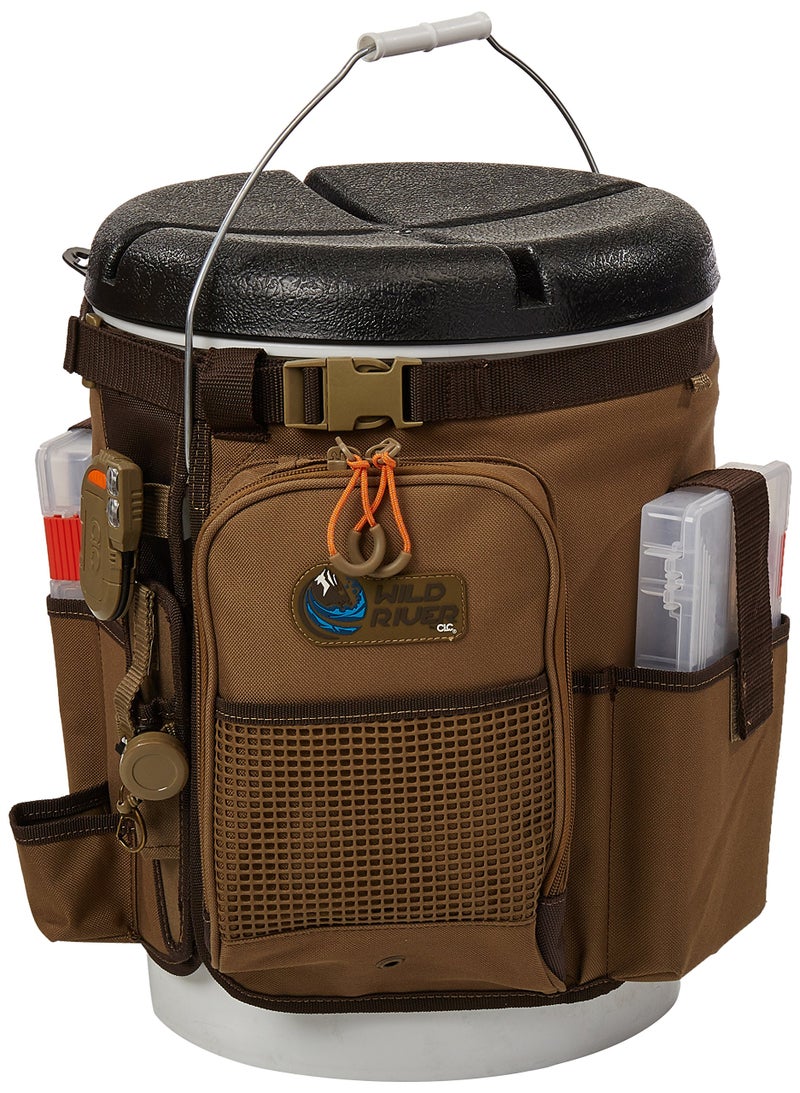 Custom Leathercraft Wild River by CLC WT3507 Tackle Tek Rigger Lighted Bucket Organizer, Plier Holder & Two PT3500 Trays 5-Gallon, Beige - Image 1