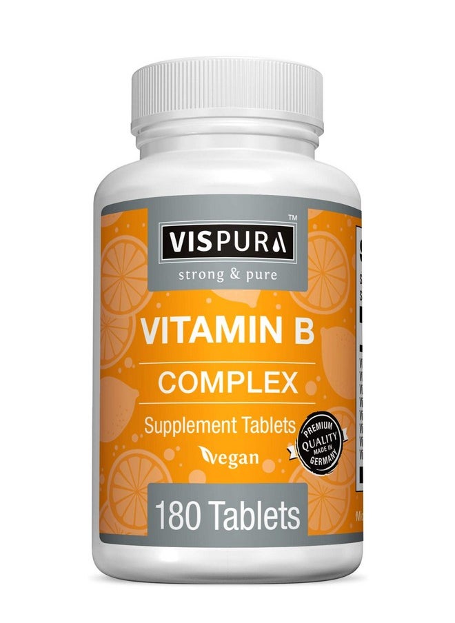 VISPURA - Vitamin Bcomplex 180 Vegan Tablets All B Vitamins Including B12 B1 B2 B3 B5 B6 B7 B9 Folic Acid For Stress Energy And Healthy Immune System* Natural Supplement Without Additives - Image 1