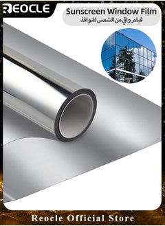 REOCLE Window Privacy Film 11.8 Inch X 3.2 Feet One Way Daytime Privacy Static Cling Sun Blocking Anti UV Reflective Window Tint for Home & Office  - Image 1