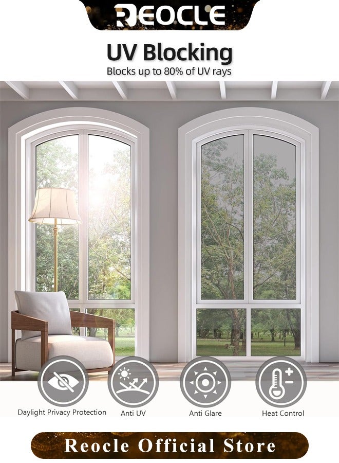 REOCLE Window Privacy Film 11.8 Inch X 3.2 Feet One Way Daytime Privacy Static Cling Sun Blocking Anti UV Reflective Window Tint for Home & Office - Image 2
