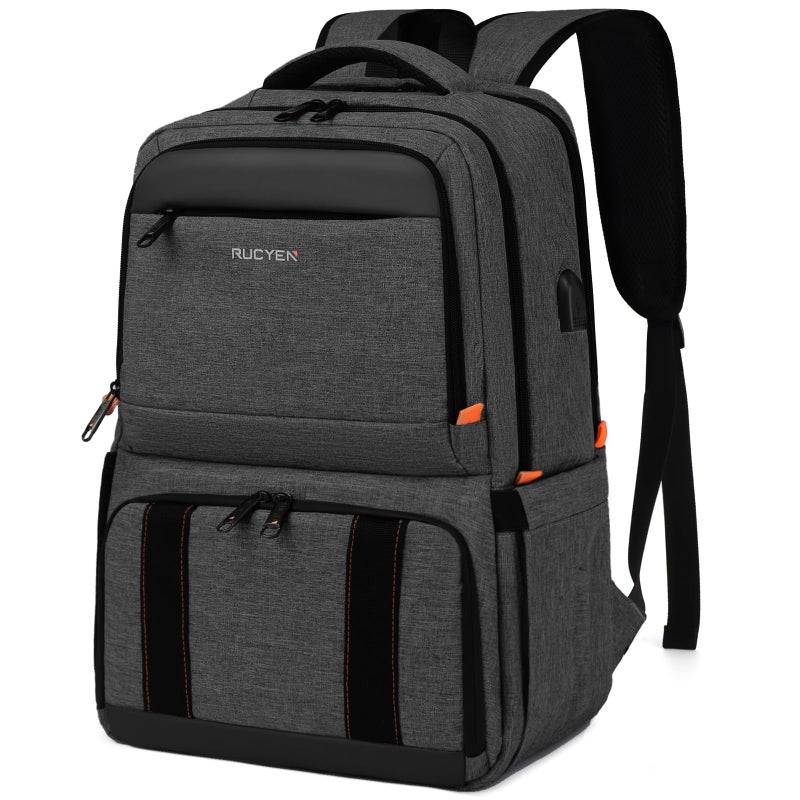 RUCYEN Lunch Backpack, Insulated Cooler Backpack Lunch Box for Men Women, 15.6 Inches RFID Blocking Laptop Backpack with USB Port Lunch Bag for Work Travel Black - Image 1