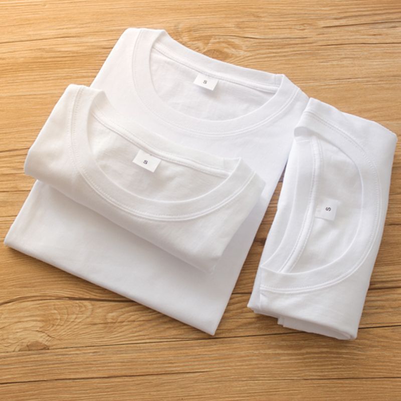 220G Japanese Solid Color Short-Sleeved Bottoming Shirt White T-Shirt With Pure White Men And Women Tee - Image 5