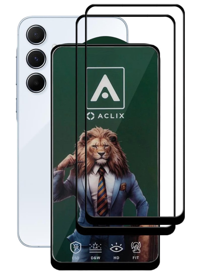 ACLIX 2 Pieces Antistatic ESD Dustproof Premium Quality High Definition Tempered Glass Screen Protector Designed For Samsung Galaxy A55 - Image 1