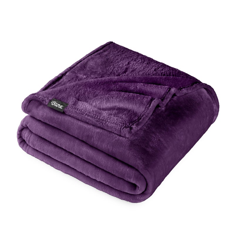 Bare Home Fleece Blanket King Size UltraSoft Lightweight for Bed Sofa and Couch Luxury Microplush Cozy Warm Blanket King Plum