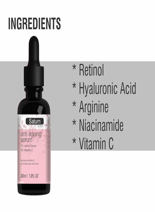 Saturn by GHC Anti Aging Serum with 1% Retinol Face Serum | Night Serum With Vitamin C, Niacinamide & Hyaluronic Acid To Reduce Fine Lines & Wrinkles | For Women | Beginner Friendly | 30 ml - Image 4
