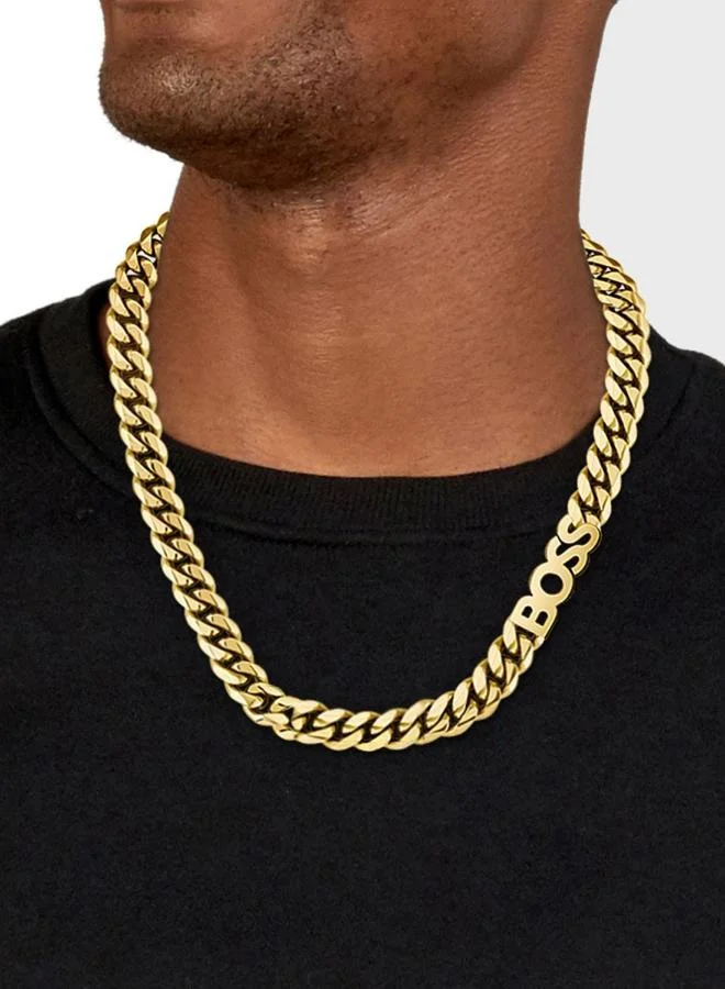 BOSS Kassy Collection Chain Necklace For Men In Yellow Gold With A Charm - 1580442