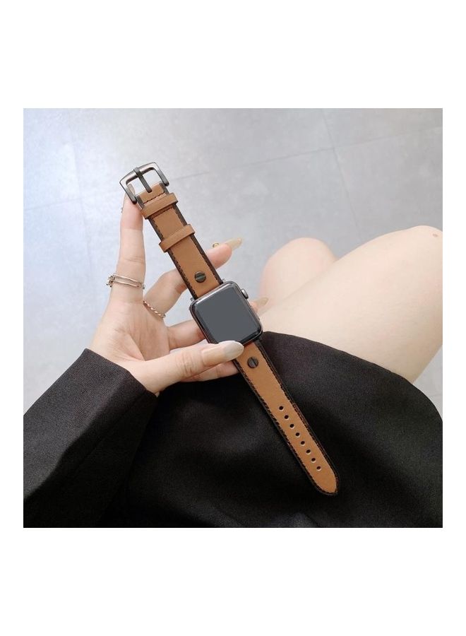 NIBEMINENT Ethnic Replacement Watchband For Apple Watch Series 1/2/3/4/5/6/7/SE 42-44-45mm Brown - Image 3