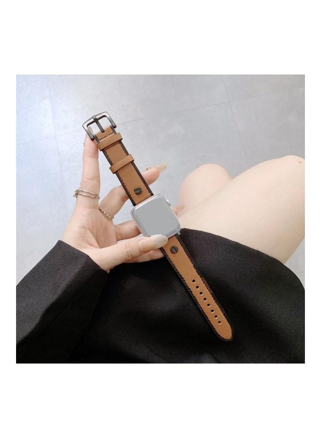 NIBEMINENT Ethnic Replacement Watchband For Apple Watch Series 1/2/3/4/5/6/7/SE 42-44-45mm Brown - Image 1