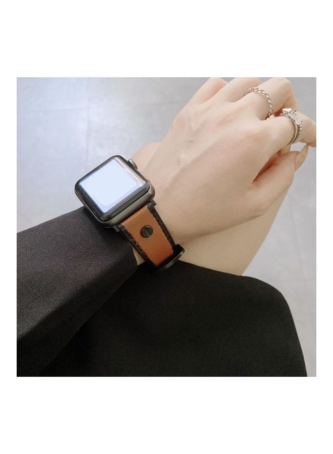NIBEMINENT Ethnic Replacement Watchband For Apple Watch Series 1/2/3/4/5/6/7/SE 42-44-45mm Brown - Image 4