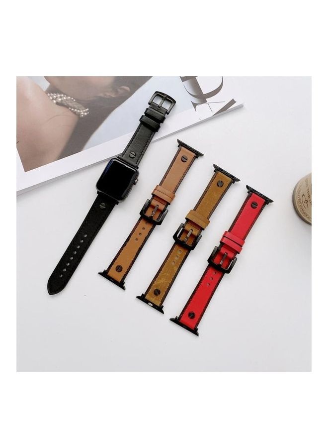NIBEMINENT Ethnic Replacement Watchband For Apple Watch Series 1/2/3/4/5/6/7/SE 42-44-45mm Brown - Image 5