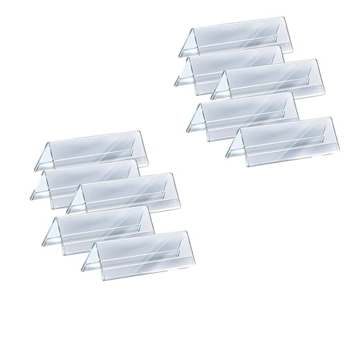 Shuban Clear Acrylic Desk Name Plate Holder – 10 Pack 2-Sided 08 Inch x 02 Inch V-Shaped Display Stand for Name Plates, Table Place Cards, Signs & Labels – Reusable for Office, Business, Weddings, Restaurants & Schools - Image 1
