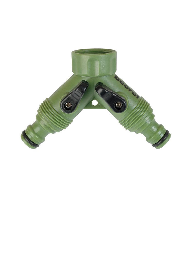 Beorol - Garden 3/4in 2-way Snap-in Coupling with Shut-off Valve - Image 1