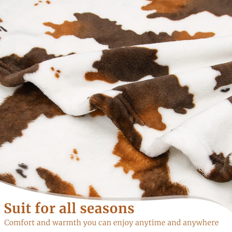 HSEEC Brown Cow Print Blanket Twin Lightweight Couch Cow Throw Blankets Soft Warm Plush Fleece Cute Cow Blankets All Season Bedding Blanket Cow Gift for Adults Couples Mom Dad Camping 60"" x 80"" - Image 4