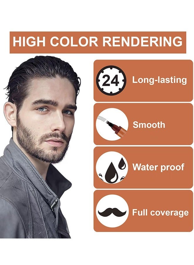 Beard Pencil Filler for Men Black- Water Proof Beard Pen and Beard Brush Long Lasting Coverage Natural Finish, Male Mustache Repair Shape - Image 3