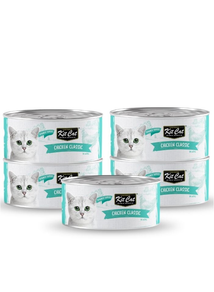 Kit Cat 5PC's Kit Cat Chicken Classic Wet Cat Food 80g Cans - Image 1