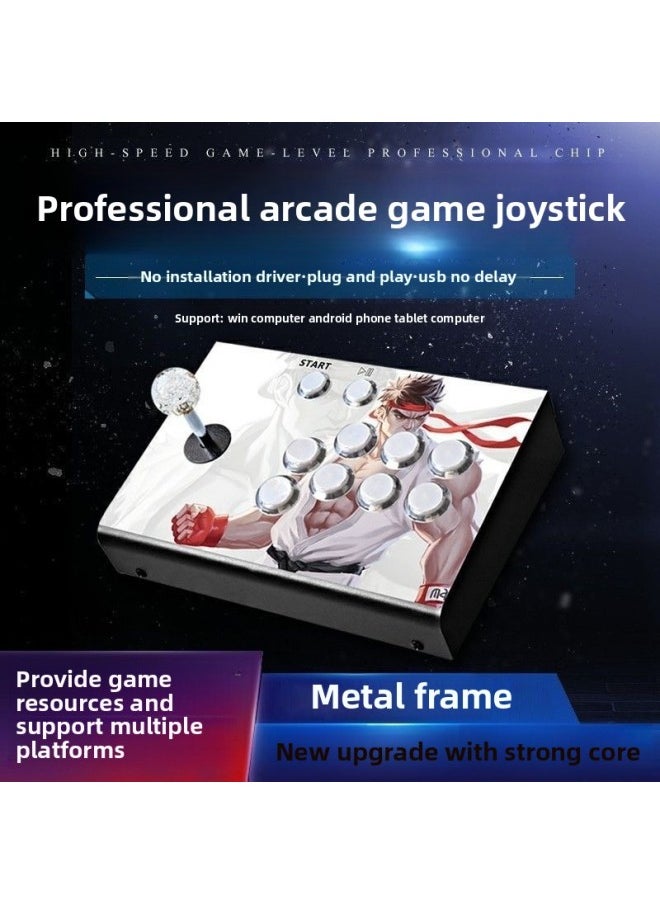 Arcade Rocker Fighting Rocker Computer USB Mobile Phone Boxing Emperor 97 Three And Rocker Suitable For Home Game Console Handle-Product Color:Competitive Version Metal Frame Square Four Buttons  - Image 4