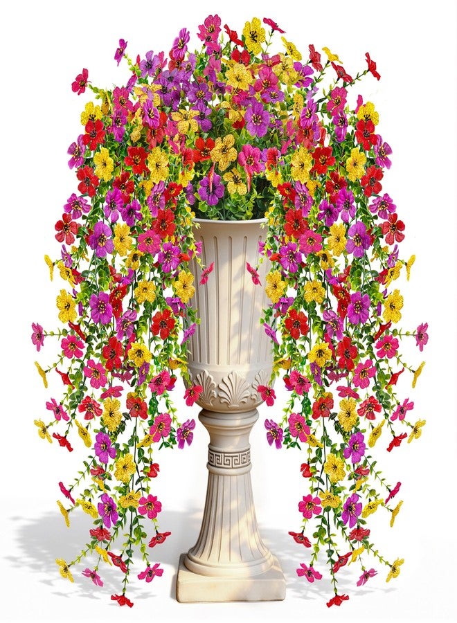 Der Rose زهور دير روز الاصطناعية المعلقة المقاومة للأشعة فوق البنفسجية للاستخدام الخارجي، قطعتان من زهور الأقحوان الحريرية المعلقة لتزيين أحواض الزهور الخارجية والشرفات والباحات - Image 1
