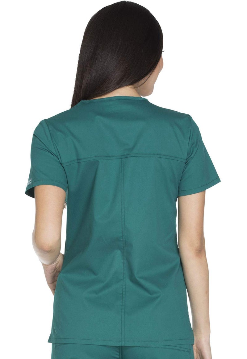 Cherokee Scrubs for Women Workwear Core Stretch V-Neck Top, Soft Brushed Twill Plus Size WW630, M, Black - Image 5