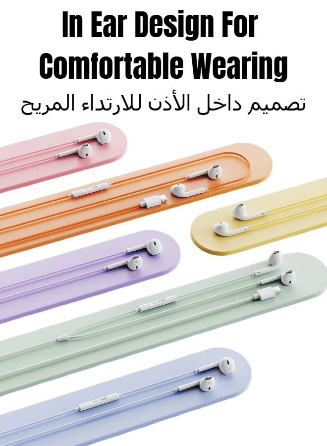 ريماكس سماعات أذن سلكية ملونة RM-10a، مزودة بموصل USB-C من النوع C، تصميم داخل الأذن، ميكروفون ستيريو عالي الدقة مدمج، تحكم في مستوى الصوت، مناسبة للموسيقى والمكالمات والألعاب، متوافقة مع أجهزة iPhone 17/16/15/Pro/ProMax/Air/Plus وغيرها من أجهزة USB-C. أرجواني - Image 5