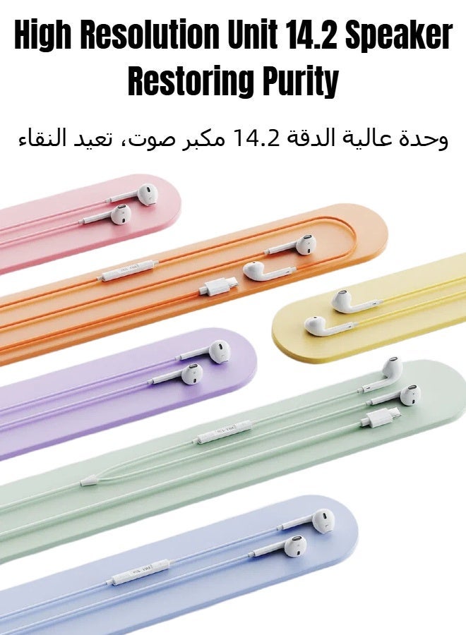 ريماكس سماعات أذن سلكية ملونة RM-10a، مزودة بموصل USB-C من النوع C، تصميم داخل الأذن، ميكروفون ستيريو عالي الدقة مدمج، تحكم في مستوى الصوت، مناسبة للموسيقى والمكالمات والألعاب، متوافقة مع أجهزة iPhone 17/16/15/Pro/ProMax/Air/Plus وغيرها من أجهزة USB-C. أرجواني - Image 4