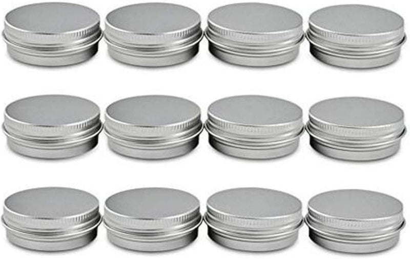12 PCS 5 ML 0.17oz Small Ounce Empty Silver Aluminum Tins Metal Steel Jar Cans Sample Cosmetic Containers Slip Slide Bottle Box with Twist Cover for salves Make Up Eye Shadow Powder Lip Balm