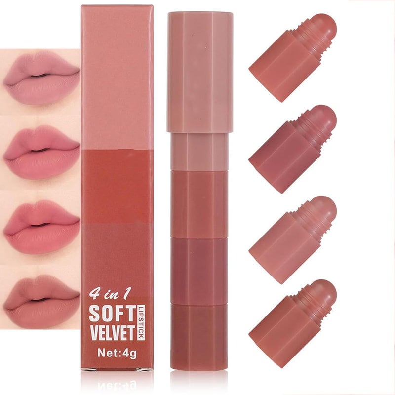 Nude Pink Lipstick Set for Women 4 LongLasting Matte Lip Gloss Mini Pen Waterproof Sweatproof Lip Crayon Perfect Tattoo Lipstick for Daily Makeup TouchUps Moisturizing Stick Red