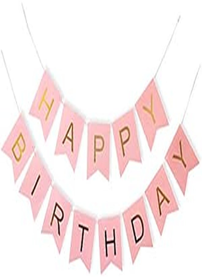 13pcs DIY Paper Bunting Garland Banners Flags Happy Birthday Banner Boy Girl Baby Shower Decoration Wedding Birthday Party Supplies DÃ©cor-Pink Christmas Gift 