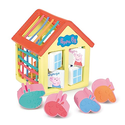 TOMY Toomies Grow with Peppa Pig Peppas Activity House Kids Activity Center with Sensory Shape Sorting and Color Matching Games Includes 4 Peppa Pig Family Textured Blocks 18 Months and Up - Image 1