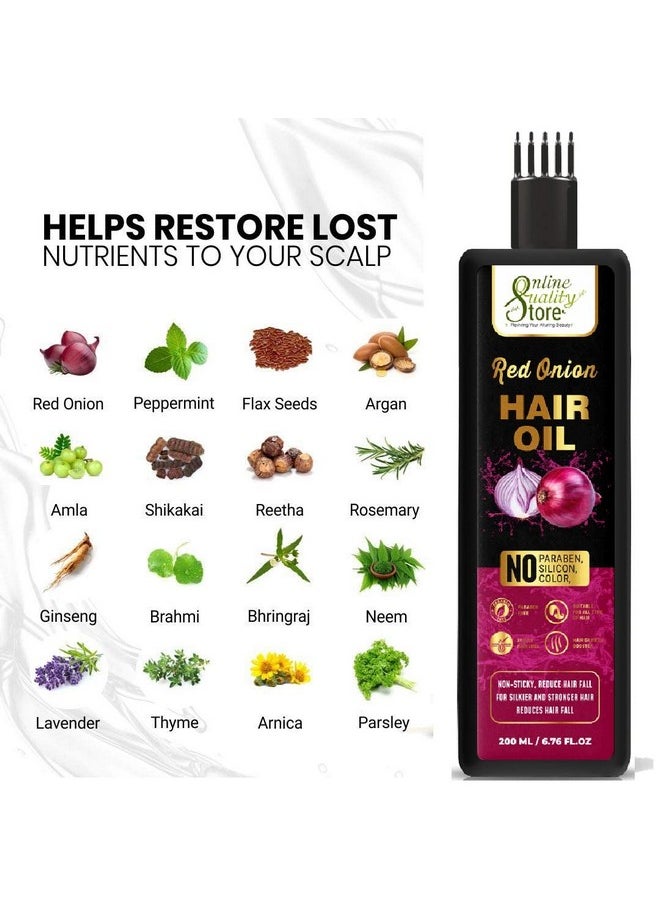 Online Quality Store Ultimate Onion Oil Hair Care Kit For Hair Fall Control Shampoo 300Ml + Conditioner 300Ml + Onion Hair Oil 200Ml With Red Onion Oil Extract (Shampoo + Conditioner + Oil)  - Image 5
