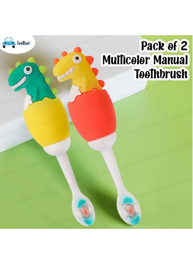 فنبلاست فرشاة أسنان FunBlast للأطفال - فرشاة أسنان ناعمة بتصميم حيواني، فرشاة أسنان ذات شعيرات ناعمة إضافية من الألياف الدقيقة للأطفال من سن 3 إلى 6 سنوات، فرشاة أسنان يدوية للأطفال، (عبوة من قطعتين بلون عشوائي) - Image 5