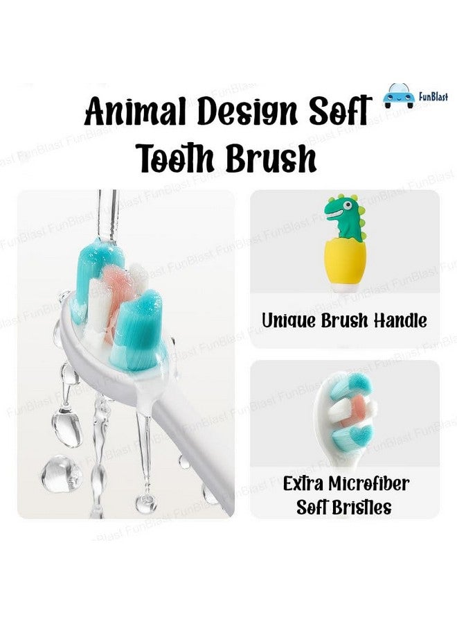 فنبلاست فرشاة أسنان FunBlast للأطفال - فرشاة أسنان ناعمة بتصميم حيواني، فرشاة أسنان ذات شعيرات ناعمة إضافية من الألياف الدقيقة للأطفال من سن 3 إلى 6 سنوات، فرشاة أسنان يدوية للأطفال، (عبوة من قطعتين بلون عشوائي) - Image 3