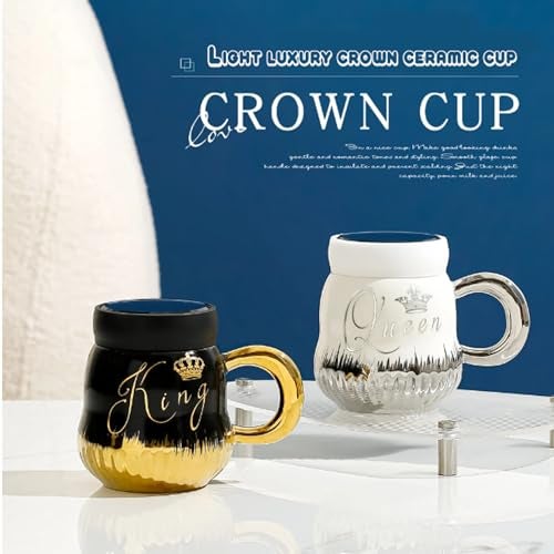 KRESHU King Ceramic Coffee Mug with Lid | Luxury Marble Finish Cup for Women, Wife, Girlfriend | Anniversary, Wedding, Birthday Gift for Her | Premium Couple Mug for Tea & Coffee Lovers (350ml) - Image 3