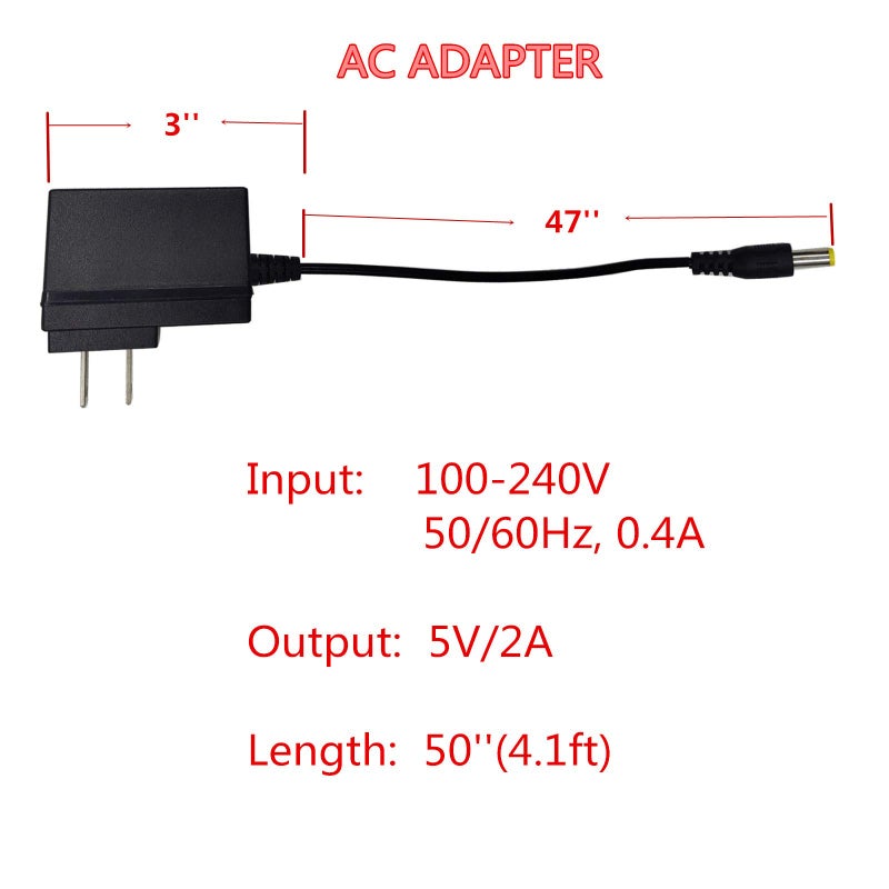 AEISVIK AC Power Supply TV Box - Original Android TV Box US Plug AC Power Adapter Wall Charger Cable Cord AC 100-240V to DC 5V 2A Power Supply DC Connector Jack 5.5mm x 2.1mm - Image 2
