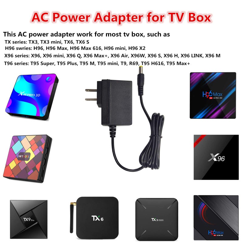AEISVIK AC Power Supply TV Box - Original Android TV Box US Plug AC Power Adapter Wall Charger Cable Cord AC 100-240V to DC 5V 2A Power Supply DC Connector Jack 5.5mm x 2.1mm - Image 4