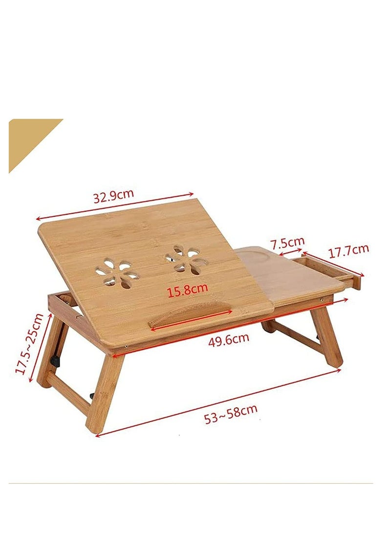 Generic FFD Portable Folding Bed Table Laptop Desk With ipad and Cup Holder Adjustable Lap Tray Notebook Stand Foldable Non Slip Legs Reading Table Tray For Working Studing Camping - Image 2