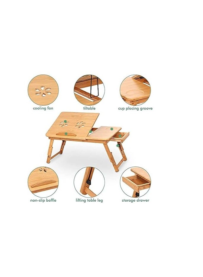 Generic FFD Portable Folding Bed Table Laptop Desk With ipad and Cup Holder Adjustable Lap Tray Notebook Stand Foldable Non Slip Legs Reading Table Tray For Working Studing Camping - Image 3