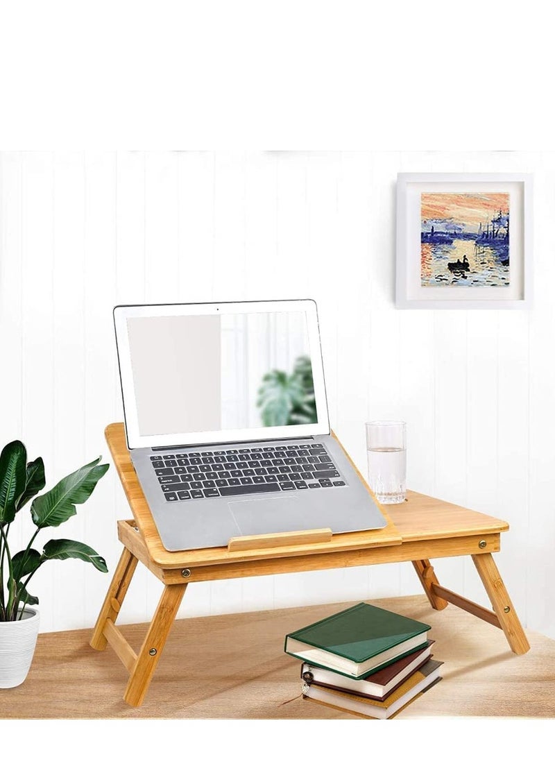 Generic FFD Portable Folding Bed Table Laptop Desk With ipad and Cup Holder Adjustable Lap Tray Notebook Stand Foldable Non Slip Legs Reading Table Tray For Working Studing Camping - Image 4