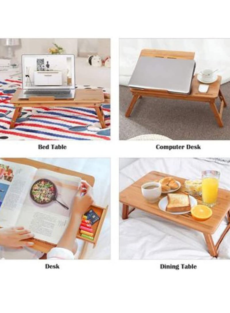 Generic FFD Portable Folding Bed Table Laptop Desk With ipad and Cup Holder Adjustable Lap Tray Notebook Stand Foldable Non Slip Legs Reading Table Tray For Working Studing Camping - Image 5