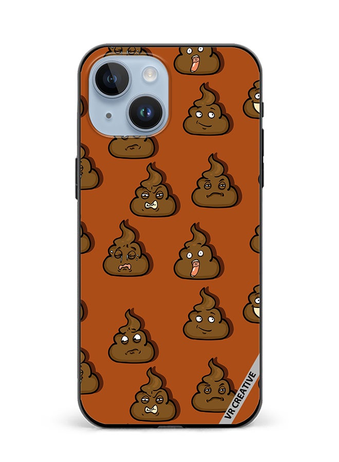 VR CREATIVE Protective Case Cover For Apple iPhone 15 Plus Brown Shit Emoticons Design Multicolour - Image 1
