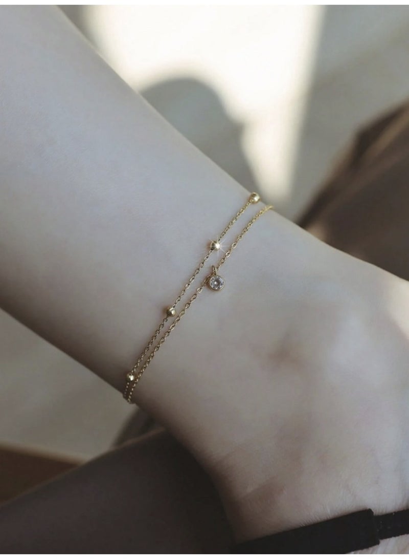 ڤيا خلخال نسائي أنيق من الكريستال بتصميم طبقات من Veya – ذهبي - Image 4