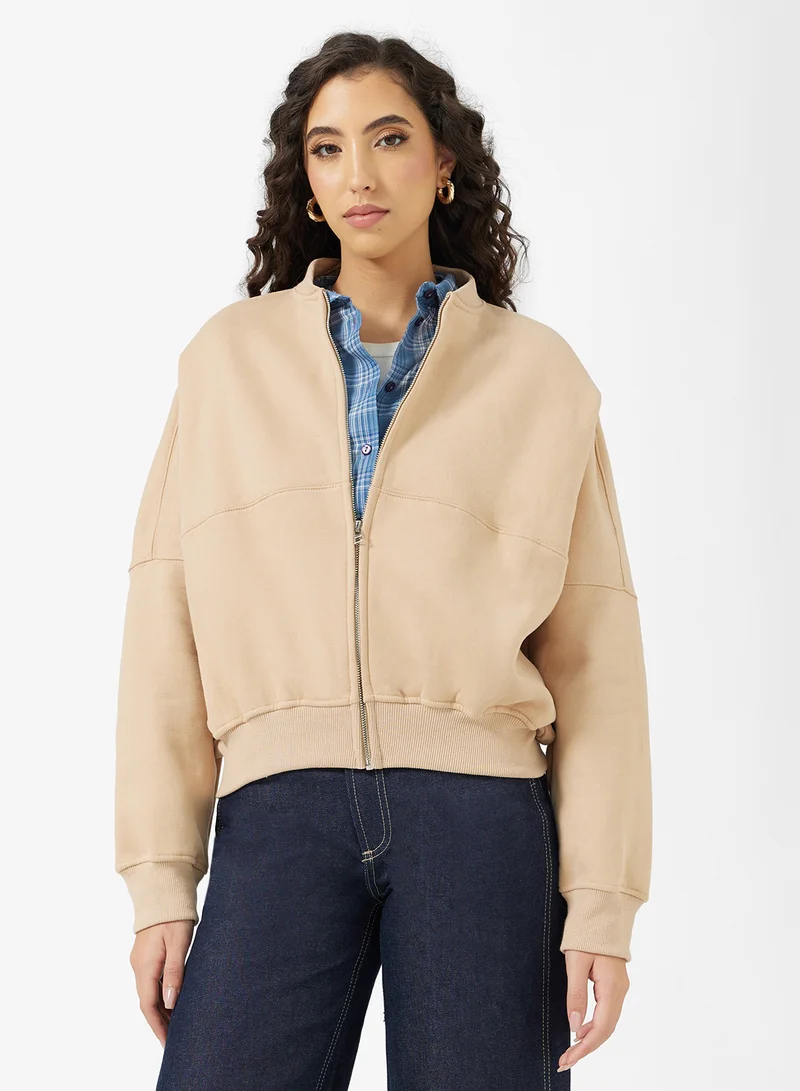 Ginger Zip Thru Bomber Sweatshirt