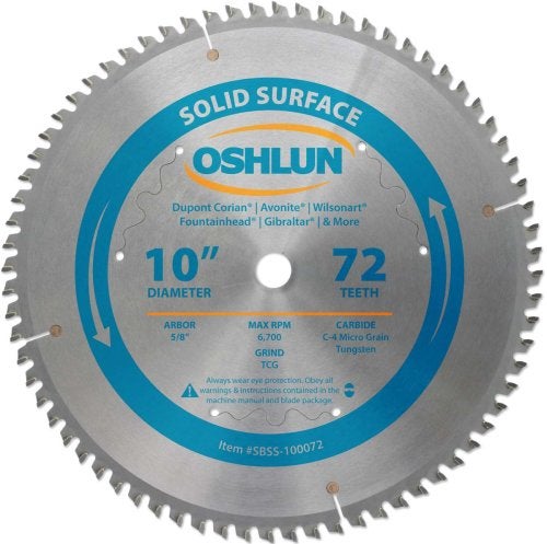 Oshlun SBSS-100072 10-Inch 72 Tooth TCG Saw Blade with 5/8-Inch Arbor for Solid Surface - Image 5