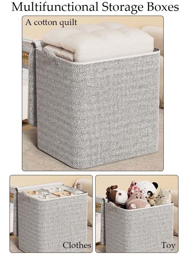 زيفانا صندوق تخزين كبير السعة مع غطاء بسحاب ومقبض، صناديق تخزين مكعبة مقاومة للغبار، حقيبة تخزين متينة لتنظيم الخزانة للملابس واللحافات والجينز والكتب والألعاب والرفوف والخزانة وخزانة الملابس - Image 4