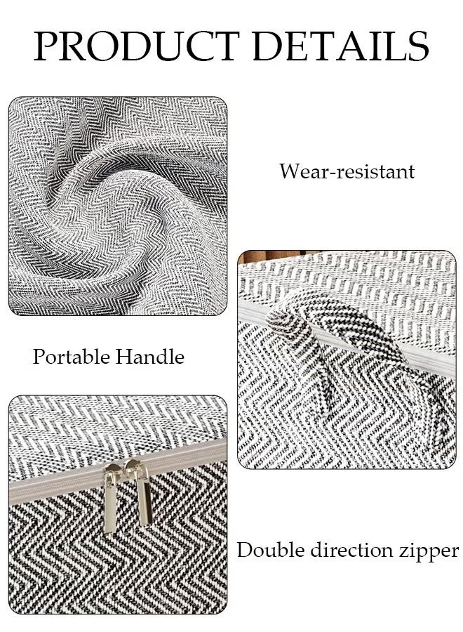 زيفانا صندوق تخزين كبير السعة مع غطاء بسحاب ومقبض، صناديق تخزين مكعبة مقاومة للغبار، حقيبة تخزين متينة لتنظيم الخزانة للملابس واللحافات والجينز والكتب والألعاب والرفوف والخزانة وخزانة الملابس - Image 3