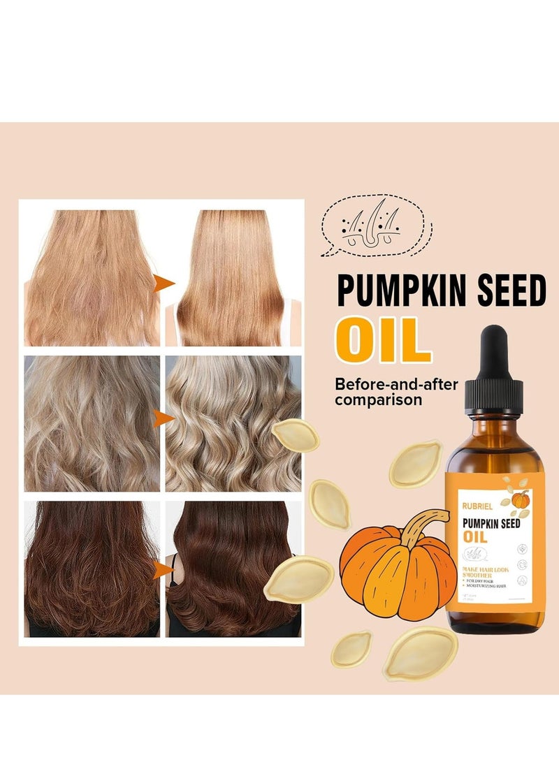 RUBRIEL Organic Pumpkin Seed Oil, 100% Pure Cold Pressed Pumpkin Seed Oil for Hair Growth, Repairs Hair Follicles, Stronger Hair, Nourishes Scalp, Hair Growth Oil for Women & Men 60ML - Image 4