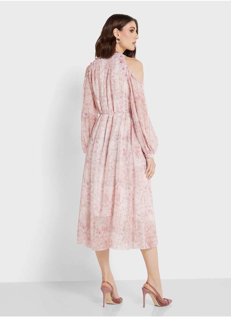 ELLA Floral Chiffon Midi Dress  - Image 2