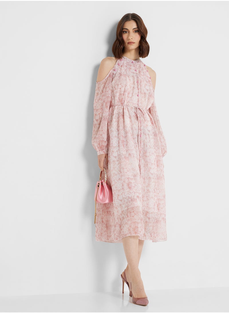 ELLA Floral Chiffon Midi Dress  - Image 1