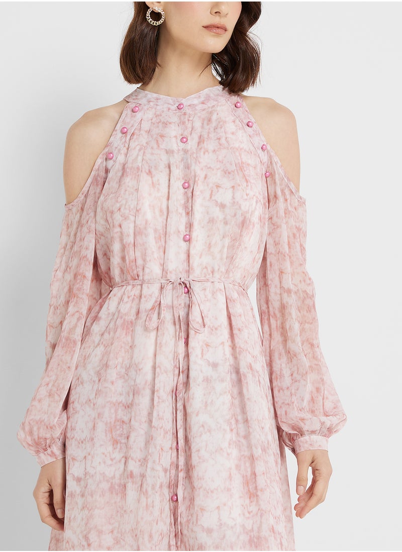 ELLA Floral Chiffon Midi Dress  - Image 3